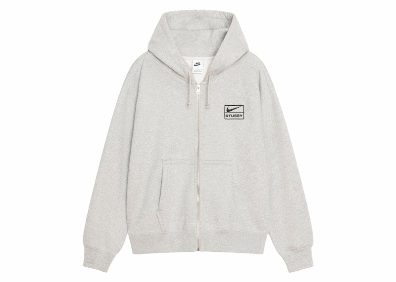 Stussy X Nike Fleece Zip Hoodie Ss24 Grey Heather - FJ9181050