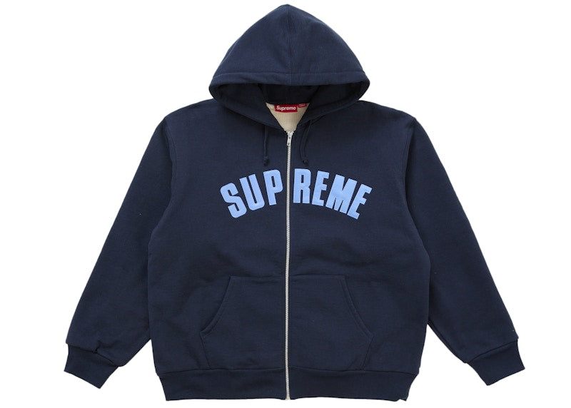 Supreme Arc Thermal Lined Zip Up Hooded Sweatshirt Navy - supreme-arc-thermal-lined-zip-up-hooded-sweatshirt-navy