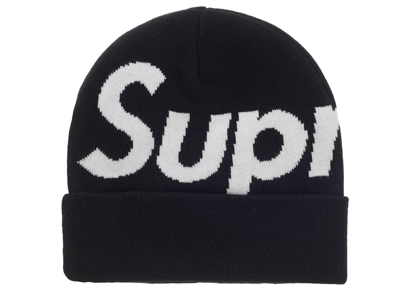 Supreme Big Logo Beanie Fw25 Black - supreme-big-logo-beanie-fw25-black