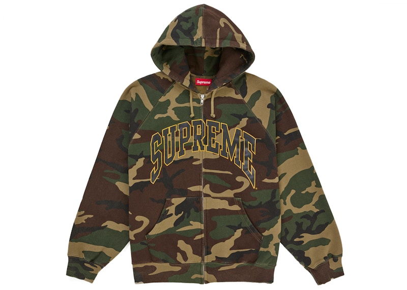 Supreme Cracked Raglan Zip Up Hooded Sweatshirt Woodland Camo - supreme-cracked-raglan-zip-up-hooded-sweatshirt-woodland-camo