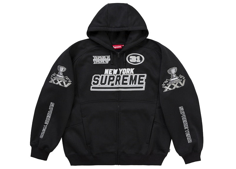 Supreme Football Zip Up Hooded Sweatshirt Fw25 Black