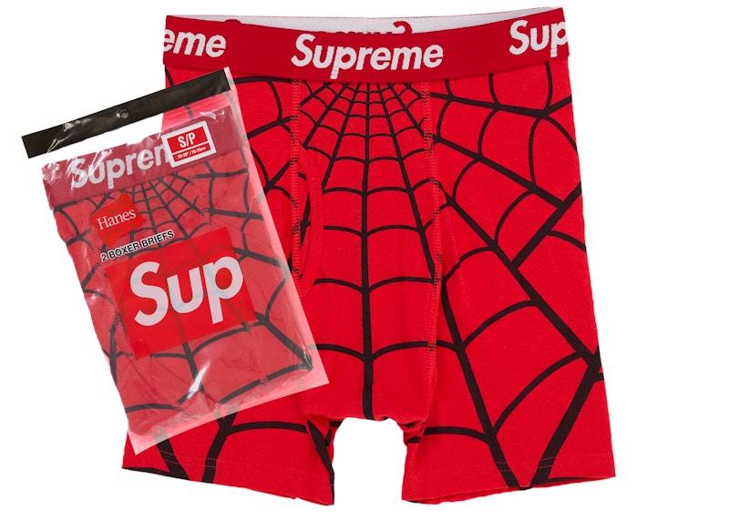 Supreme Hanes Spider Man Boxer Briefs 2 Pack Red - supreme-hanes-spider-man-boxer-briefs-2-pack-red