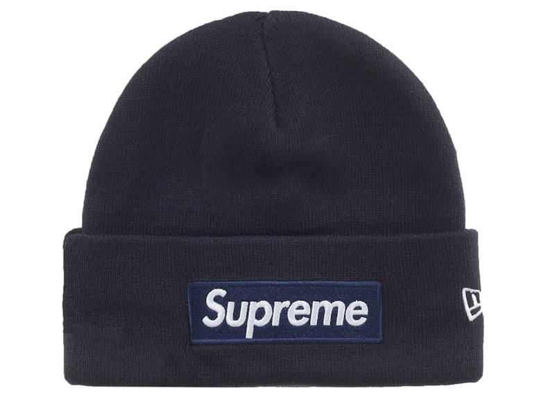 Supreme New Era Box Logo Beanie Fw25 Navy - supreme-new-era-box-logo-beanie-fw25-navy