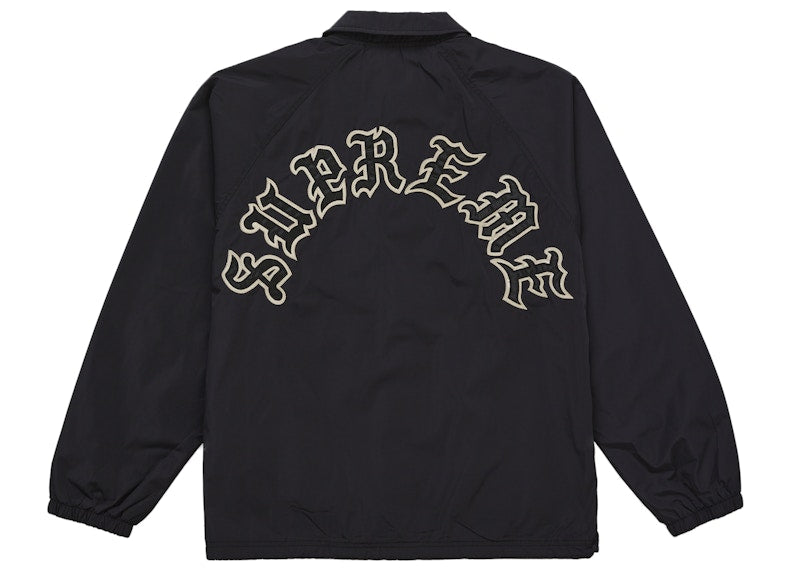 Supreme Old English Arc Coaches Jacket Black - supreme-old-english-arc-coaches-jacket-black