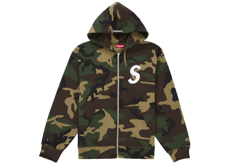 Supreme S Logo Zip Up Hooded Sweatshirt Fw25 Woodland Camo - supreme-s-logo-zip-up-hooded-sweatshirt-fw25-woodland-camo