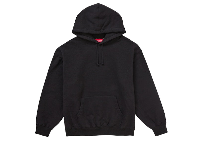 Supreme Satin Applique Hooded Sweatshirt Fw24 Black - supreme-satin-applique-hooded-sweatshirt-fw24-black