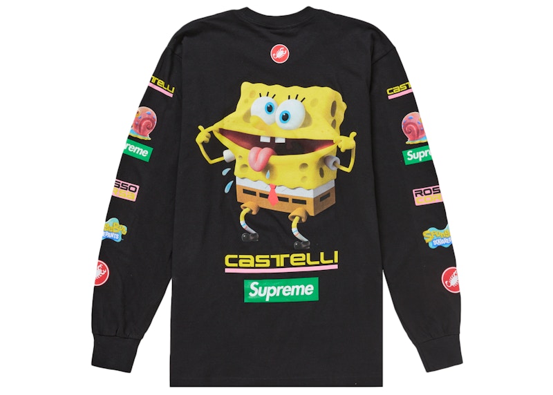Supreme Spongebob Castelli Racing L S Tee Black - supreme-spongebob-castelli-racing-l-s-tee-black