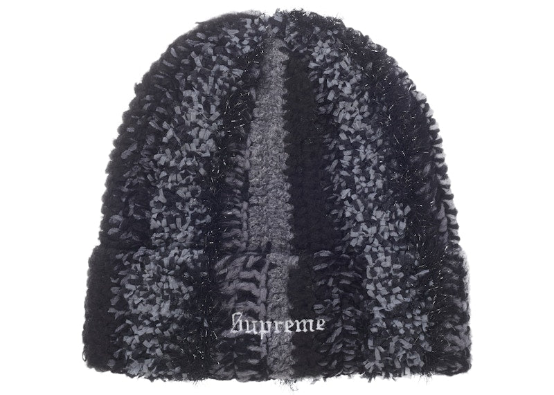 Supreme Tinsel Stripe Beanie Black - supreme-tinsel-stripe-beanie-black