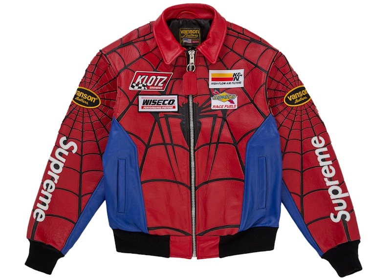 Supreme Vanson Leathers Spider Man Jacket Multicolor - supreme-vanson-leathers-spider-man-jacket-multicolor
