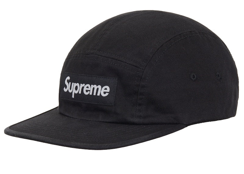 Supreme Washed Chino Twill Camp Cap Ss26 Black - supreme-washed-chino-twill-camp-cap-ss26-black