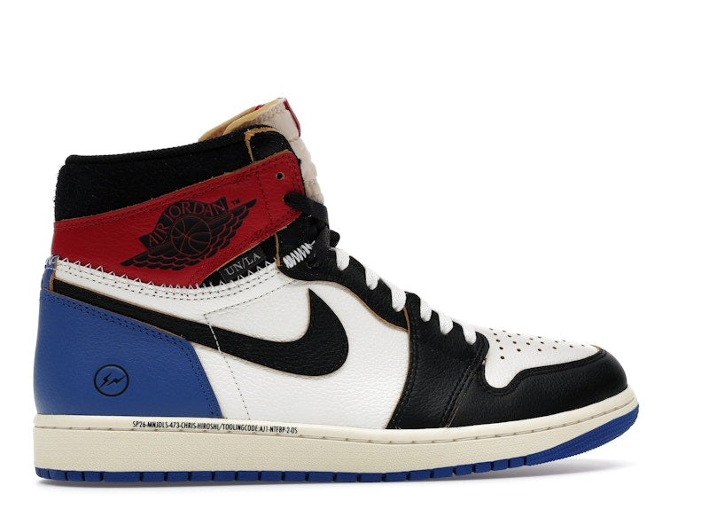 Air Jordan 1 Retro High OG SP Fragment X Union La Varsity Red Sport Royal, vista a 360 gradi 35 di 36