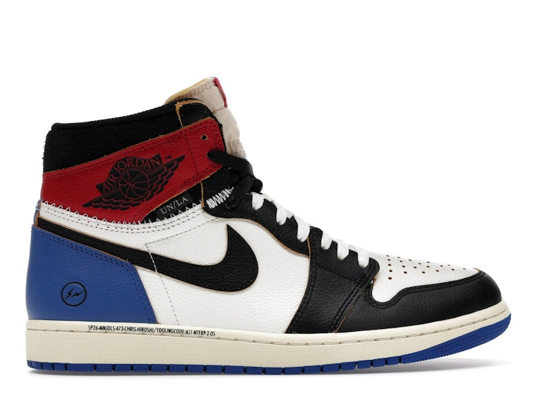 Air Jordan 1 Retro High OG SP Fragment X Union La Varsity Red Sport Royal, vista a 360 gradi 36 di 36