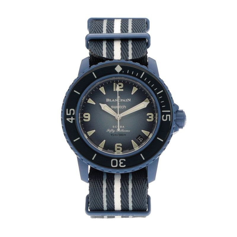 Blancpain X Swatch Scuba Fifty Fathoms Atlantic Ocean So35a100 Blue - blancpain-x-swatch-scuba-fifty-fathoms-atlantic-ocean-so35a100-blue