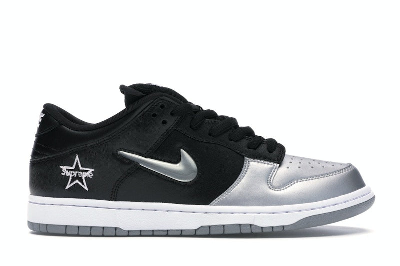 Nike Sb Dunk Low Supreme Jewel Swoosh Silver - Metallic Silver/Metallic Silver-Black - CK3480-001 - 01