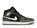 Air Jordan 1 Mid Black White Olive