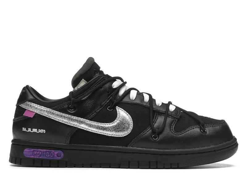 Nike Dunk Low Off White Lot 50 - Black/Metallic Silver-Black - DM1602-001 - 01