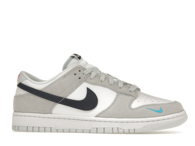 Nike Dunk Low White Grey Navy Aqua Mini Swoosh
