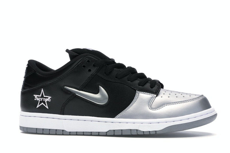 Nike Sb Dunk Low Supreme Jewel Swoosh Silver - Metallic Silver/Metallic Silver-Black - CK3480-001 - 02