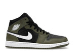 Air Jordan 1 Mid Black White Olive