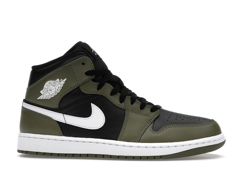 Air Jordan 1 Mid Black White Olive