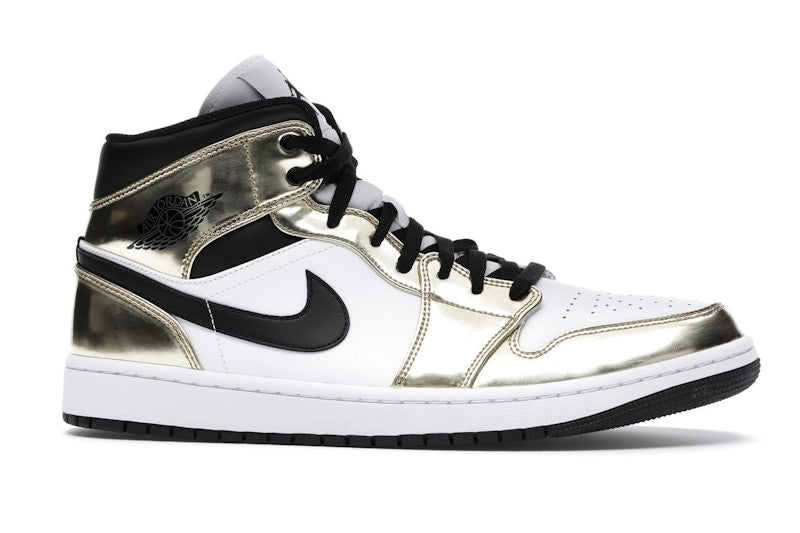 Air Jordan 1 Mid Metallic Gold Black White