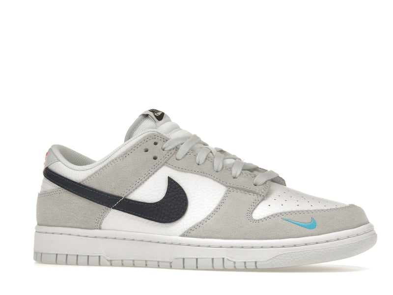 Nike Dunk Low White Grey Navy Aqua Mini Swoosh