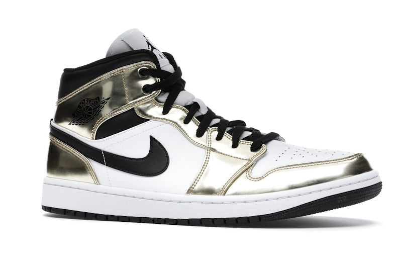 Air Jordan 1 Mid Metallic Gold Black White