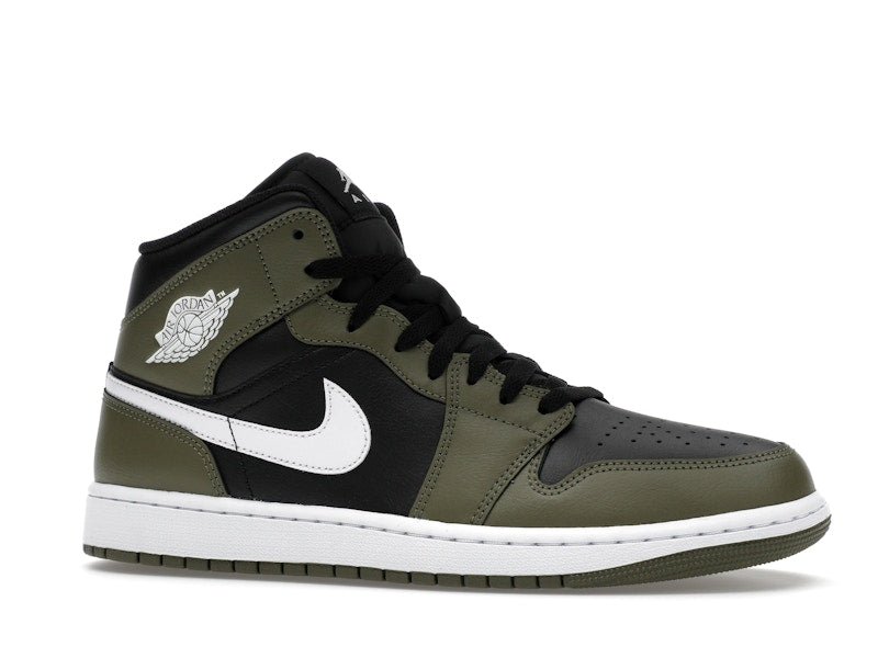 Air Jordan 1 Mid Black White Olive