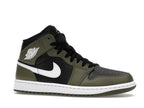 Air Jordan 1 Mid Black White Olive