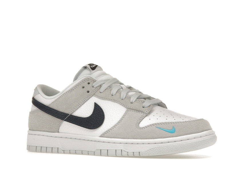 Nike Dunk Low White Grey Navy Aqua Mini Swoosh