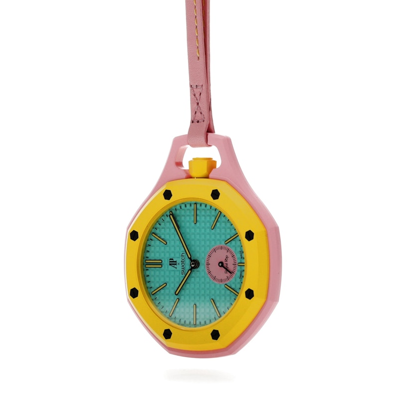 Swatch x Audemars Piguet AP Bioceramic Royal Pop Savonnette Otg Roz SSX03J100N, vista a 360 gradi 4 di 36