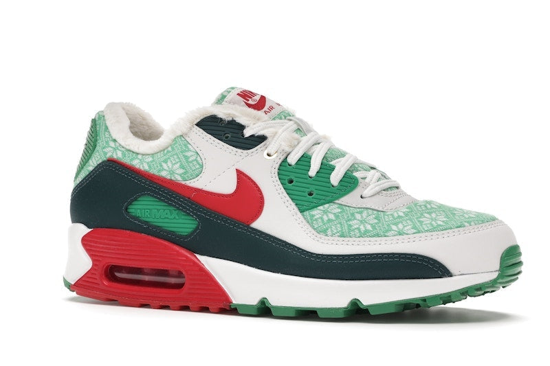 Nike Air Max 90 Christmas Sweater 2020 - White/University Red-Dark Atomic Teal-Lucky Green - DC1607-100 - 04