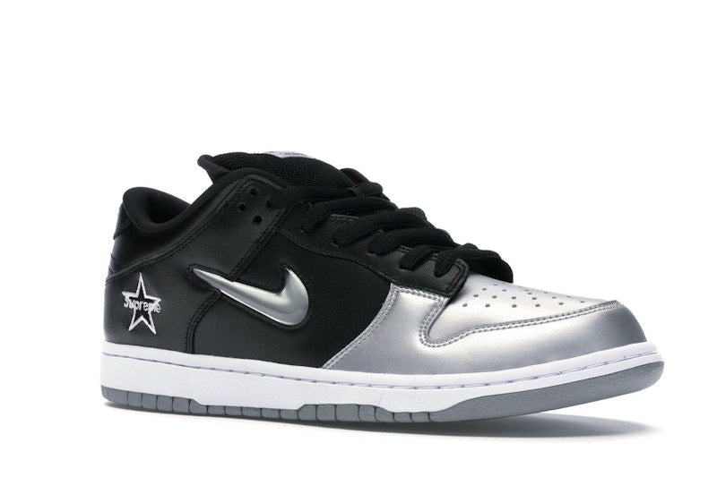Nike Sb Dunk Low Supreme Jewel Swoosh Silver - Metallic Silver/Metallic Silver-Black - CK3480-001 - 04