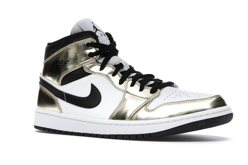 Air Jordan 1 Mid Metallic Gold Black White