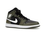 Air Jordan 1 Mid Black White Olive