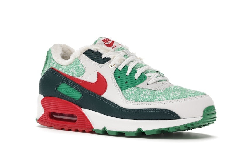 Nike Air Max 90 Christmas Sweater 2020 - White/University Red-Dark Atomic Teal-Lucky Green - DC1607-100 - 05