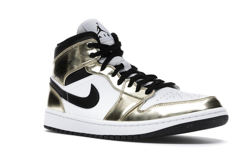 Air Jordan 1 Mid Metallic Gold Black White