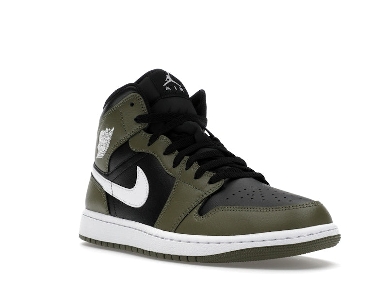 Air Jordan 1 Mid Black White Olive