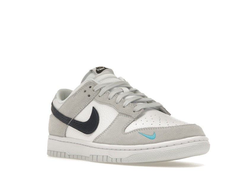Nike Dunk Low White Grey Navy Aqua Mini Swoosh
