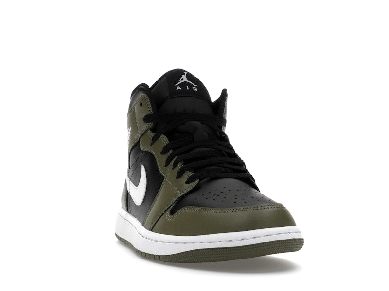 Air Jordan 1 Mid Black White Olive