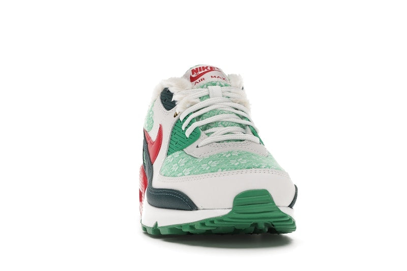 Nike Air Max 90 Christmas Sweater 2020 - White/University Red-Dark Atomic Teal-Lucky Green - DC1607-100 - 09