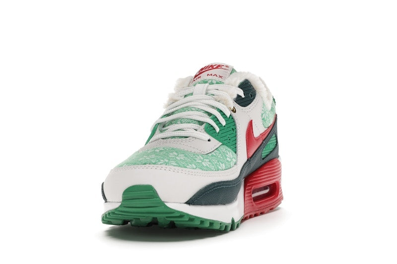 Nike Air Max 90 Christmas Sweater 2020 - White/University Red-Dark Atomic Teal-Lucky Green - DC1607-100 - 12