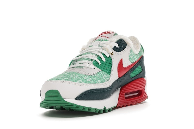 Nike Air Max 90 Christmas Sweater 2020 - White/University Red-Dark Atomic Teal-Lucky Green - DC1607-100 - 13