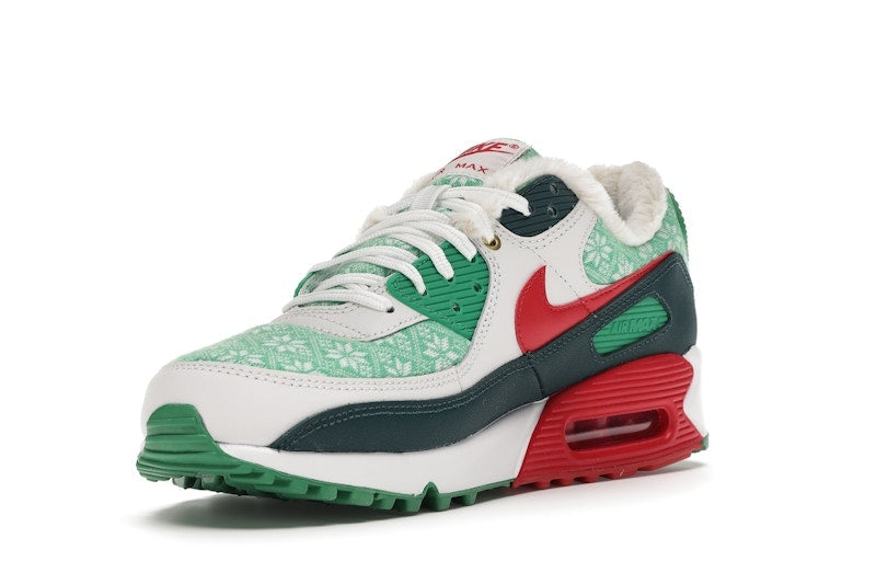 Nike Air Max 90 Christmas Sweater 2020 - White/University Red-Dark Atomic Teal-Lucky Green - DC1607-100 - 14