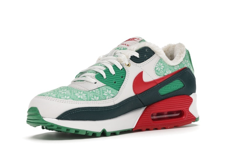 Nike Air Max 90 Christmas Sweater 2020 - White/University Red-Dark Atomic Teal-Lucky Green - DC1607-100 - 15
