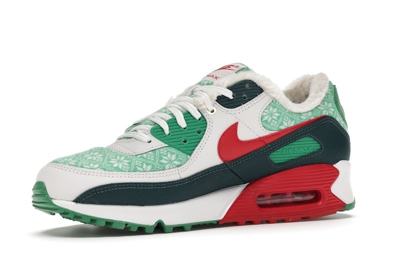 Nike Air Max 90 Christmas Sweater 2020 - White/University Red-Dark Atomic Teal-Lucky Green - DC1607-100 - 16