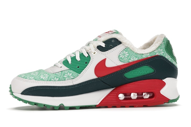 Nike Air Max 90 Christmas Sweater 2020 - White/University Red-Dark Atomic Teal-Lucky Green - DC1607-100 - 18