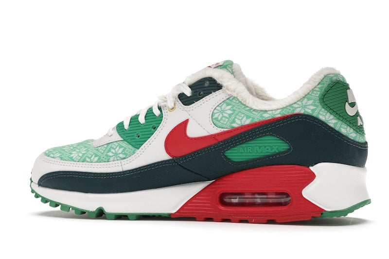 Nike Air Max 90 Christmas Sweater 2020 - White/University Red-Dark Atomic Teal-Lucky Green - DC1607-100 - 21