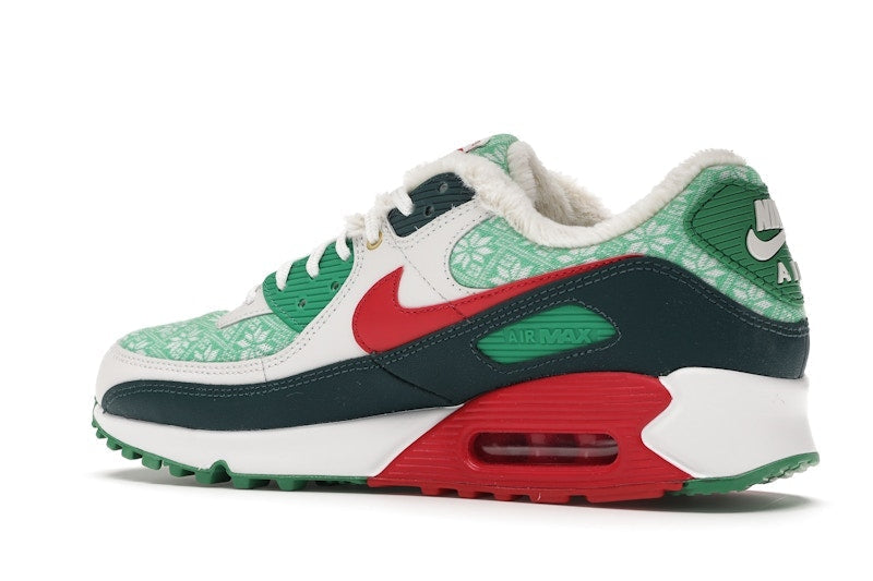 Nike Air Max 90 Christmas Sweater 2020 - White/University Red-Dark Atomic Teal-Lucky Green - DC1607-100 - 22