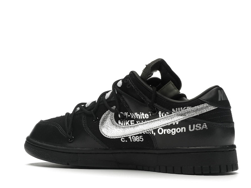 Nike Dunk Low Off White Lot 50 - Black/Metallic Silver-Black - DM1602-001 - 22